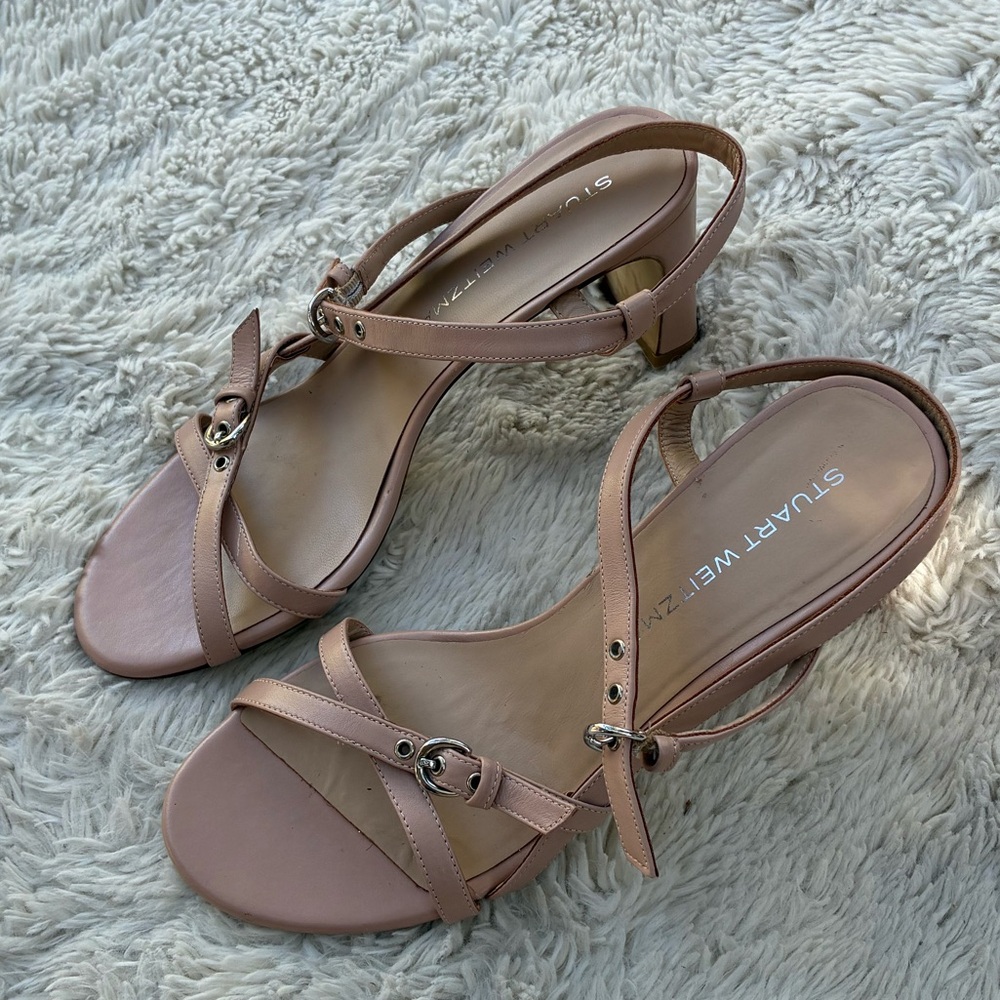 Stuart Weitzman Babette Buckle Sandals in Blushful Color Size 9 - Picture 7 of 12